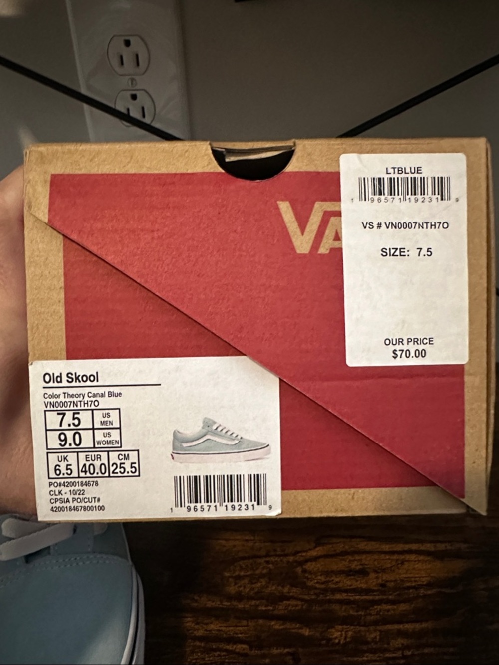 Vans Old Skool Sneakers in Light Teal and White - Picture 2 of 4